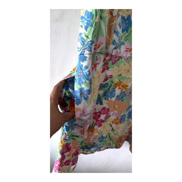 Old Navy Fit & Flare Floral Linen-Blend Mini Dress Size XXL Pockets Pastel Color - Picture 6 of 8